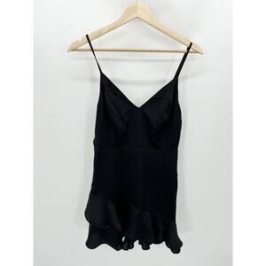Express Dress Women SMALL NWT Black V-Neck Sleeveless Ruffle Mini LBD